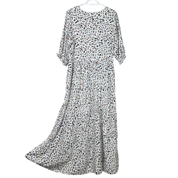 Ebby & I Maxi Dress White Leopard Animal Print Pockets Long Boho Size 10 NWT New - Picture 4 of 15